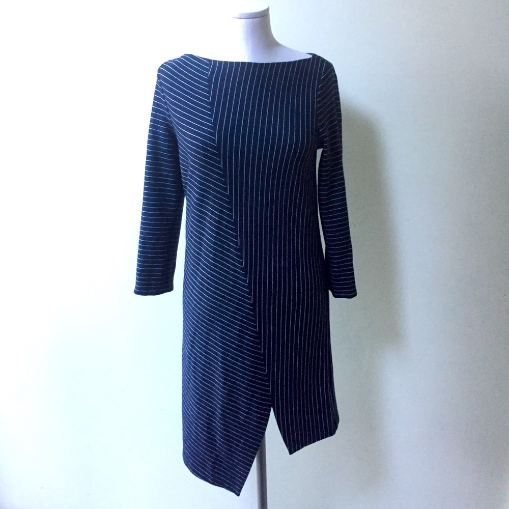 SISLEY Pin-Striped Wool-Blend Dress
